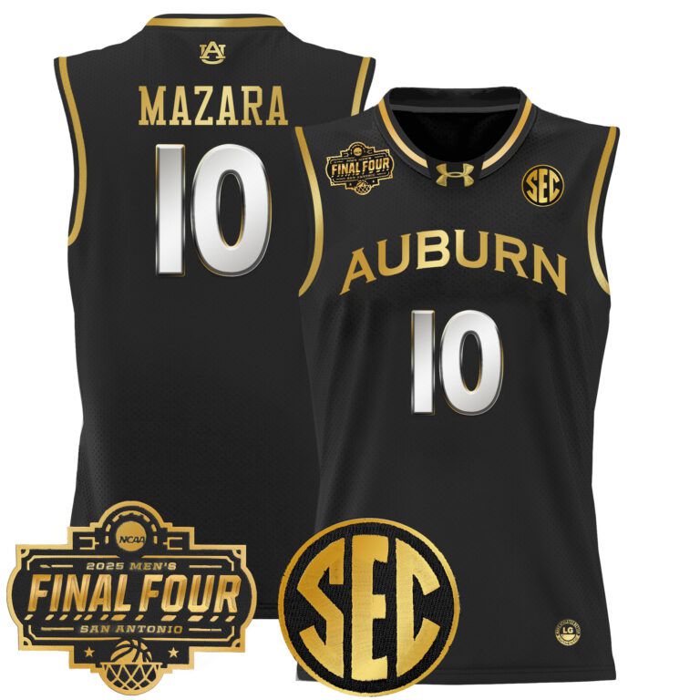Men Auburn Tigers #10 Mazara black 2025 Final Four Patch Lightweight  NCAA Jersey